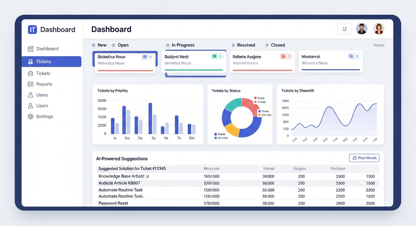 Geniusglider IT dashboard showing comprehensive monitoring tools